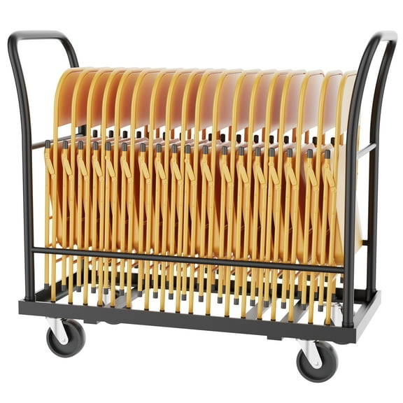 GIOTORENT Commercial Folding Chair Cart Dolly 300 lb Load, 25 Chair Capacity, Locking Wheels, L-Shape Storage for Banquet & Conference Rooms