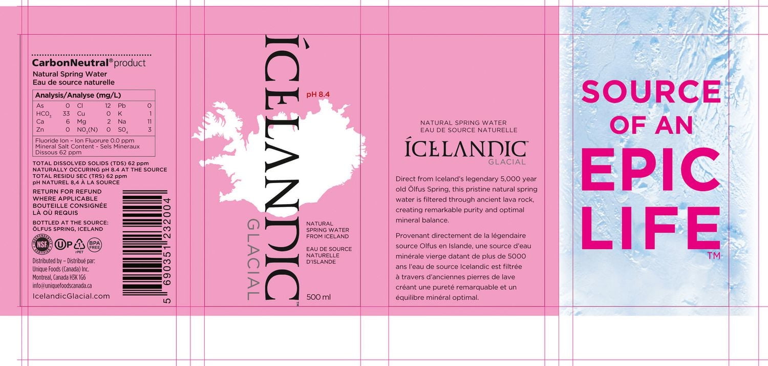 ICELANDIC GLACIAL Natural Spring Water from Iceland 500ml/6pk, ICELANDIC GLACIAL Natural Spring Water from Iceland 500ml/6pk