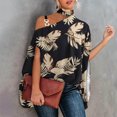 thumbnail image 2 of Fesfesfes Womens Tees Women Casual Half Sleeve Halter Neck Off Shoulder Printed And Solid Loose Pullover Blouse Tops Womens Work Shirts M(US:6), 2 of 6