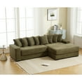 thumbnail image 5 of Oversized Two-Piece Couches, L Shaped Sofa, Corduroy, Right Chaise Daybed with Armrests, Eight Throw Pillows, Corner Sofa, Easy to Assemble (Green), 5 of 12