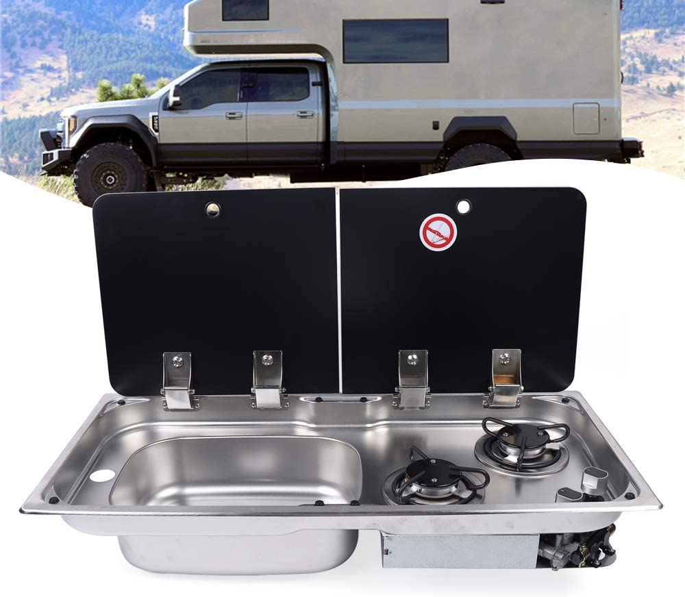 Buy Gas Camping Stove 2 Burner Gas Stove Hob and Sink Combo with Glass