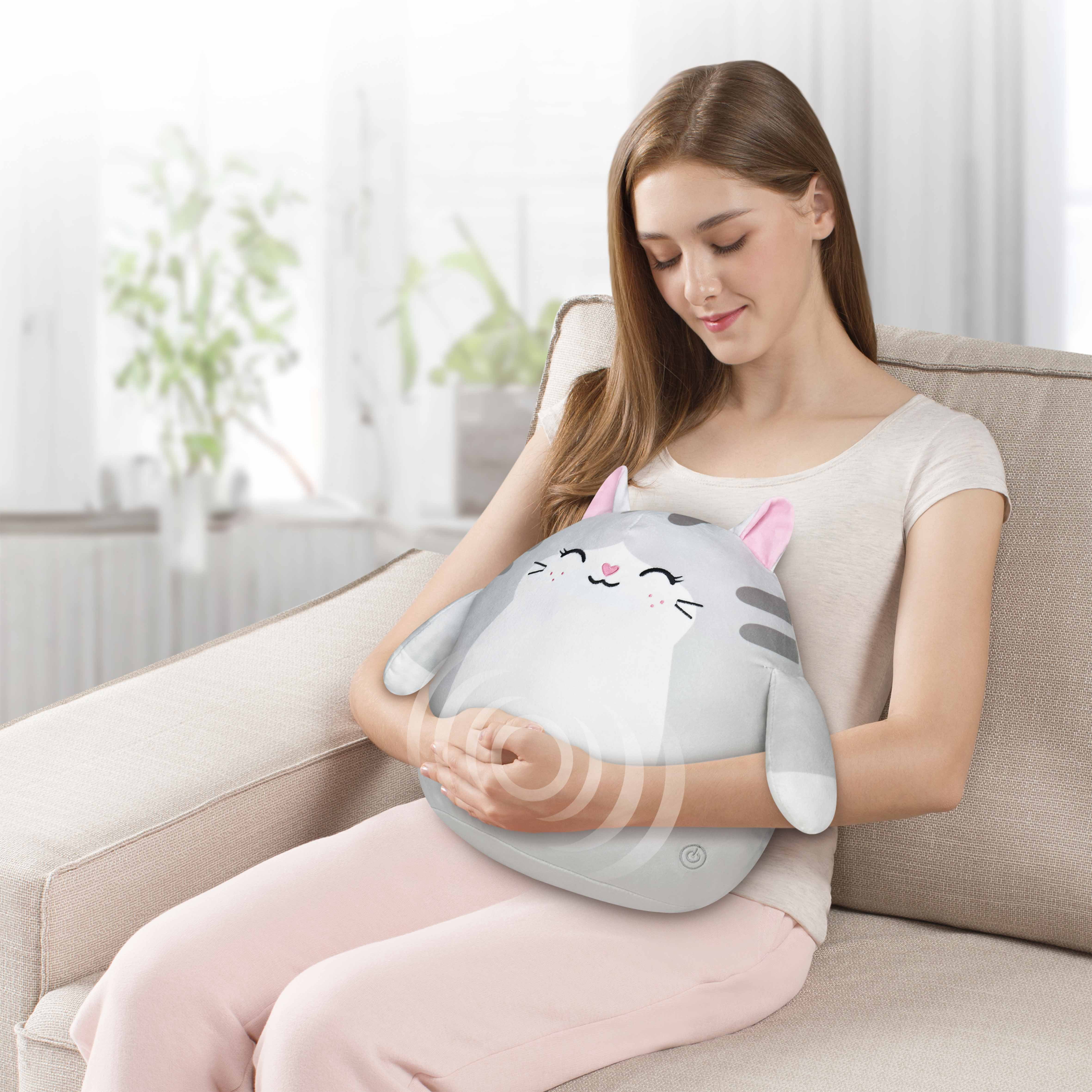 Health Touch Squishy Massager, Huggable, Neck and Back Massage for Relieve Your Stress - Gray Cat