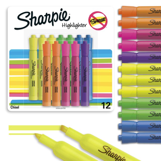 Resaltadores Sharpie Tank con punta biselada, 12 colores surtidos