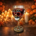 thumbnail image 6 of Halloween Skull Goblet Wine Glass, Artistic Gothic Floral Patterned Glassware, Home Bar Decor Spooky Holiday Gift, 6 of 6