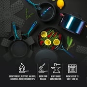 Thyme & Table 12-Piece Ceramic Non-Stick Cookware Set, Signature Collection, Non-Toxic Pots and Pans Set - Black Rainbow