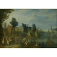 thumbnail image 3 of Joseph van Bredael 24x18 Black Modern Framed Museum Art Print Titled - Village on the Bank of a River (1723), 3 of 5