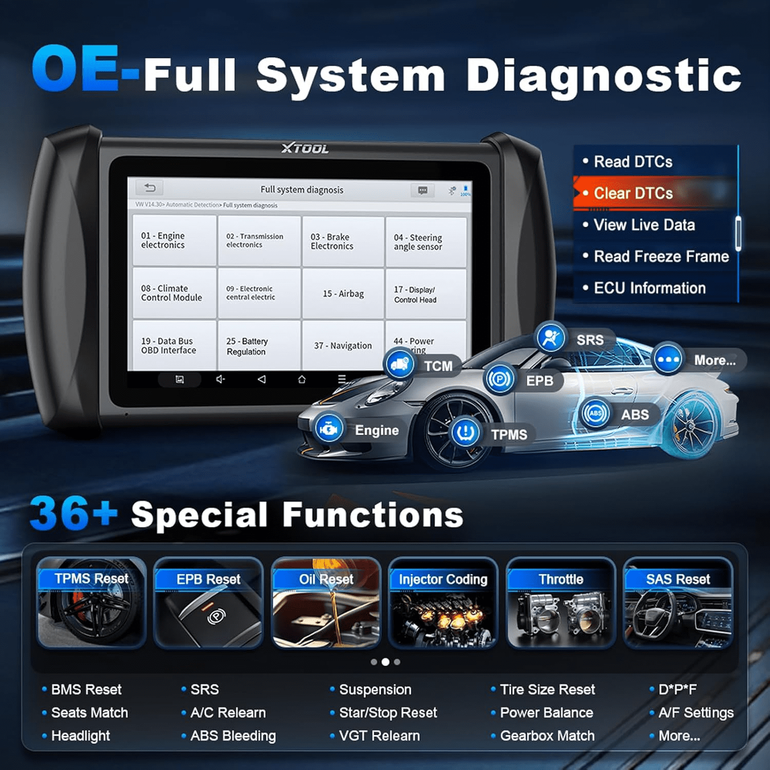 XTOOL IP819TP + 4PCS TS100 Sensors OBD2 Scanner Bluetooth TPMS Diagnostic Tool Full System Bidirectional Scan Tool, Activate/Relearn All Sensors, 39+ Services
