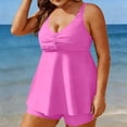 thumbnail image 6 of Sokhug Womens Plus Size Solid Color Tankini Set Waist Control Design Two Piece Swimsuit With Built in Bra, 6 of 6