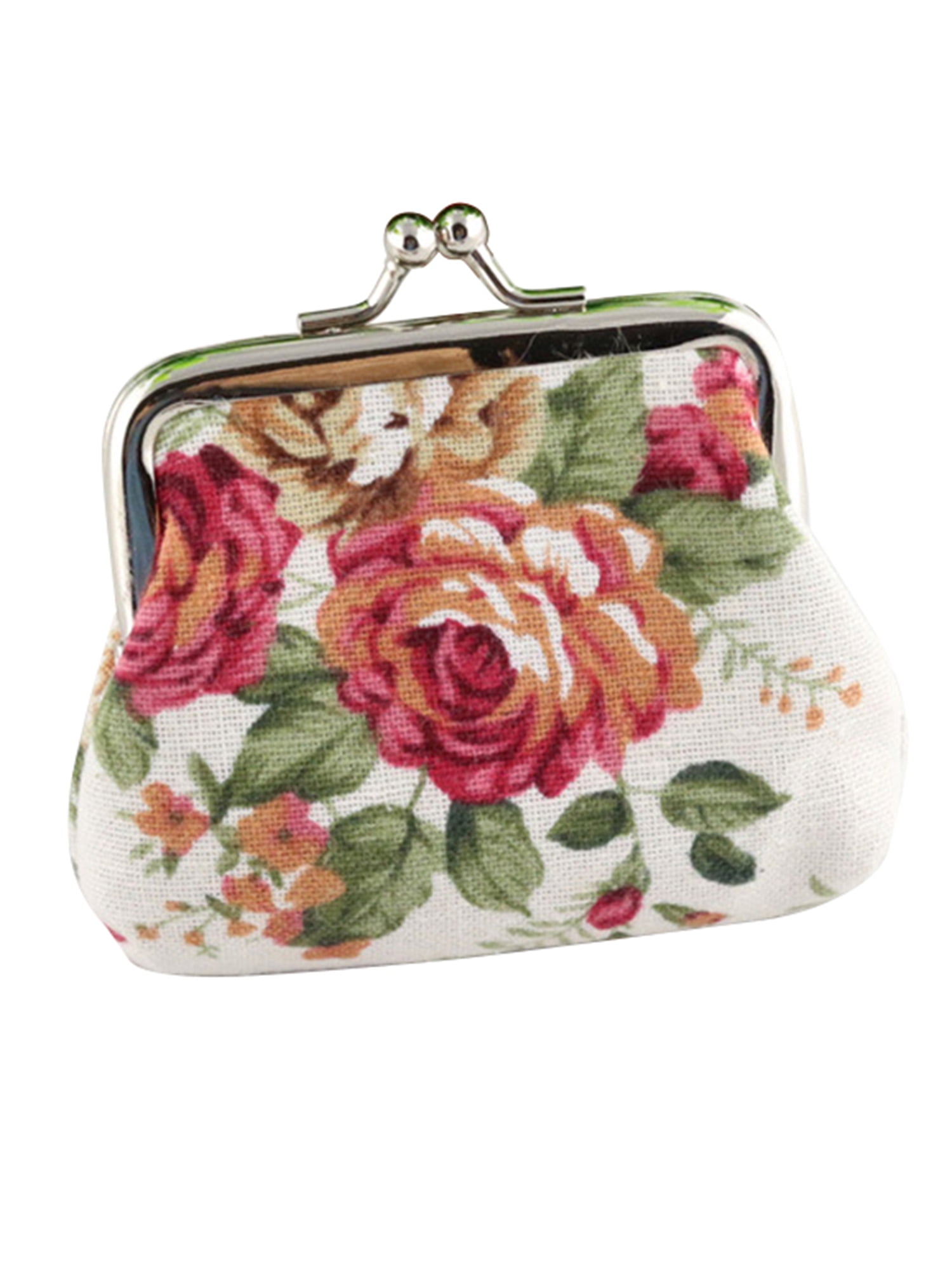 Women Girls Vintage Rose Flower Small Wallet Hasp Change Coin Purse Clutch Bag 