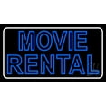 thumbnail image 1 of Blue Movie Rental LED Neon Sign 20" Tall x 37" Wide - inches Black Square Cut Acrylic Backing, with Dimmer - Premium built indoor Sign for Storefront, Store interior., 1 of 7