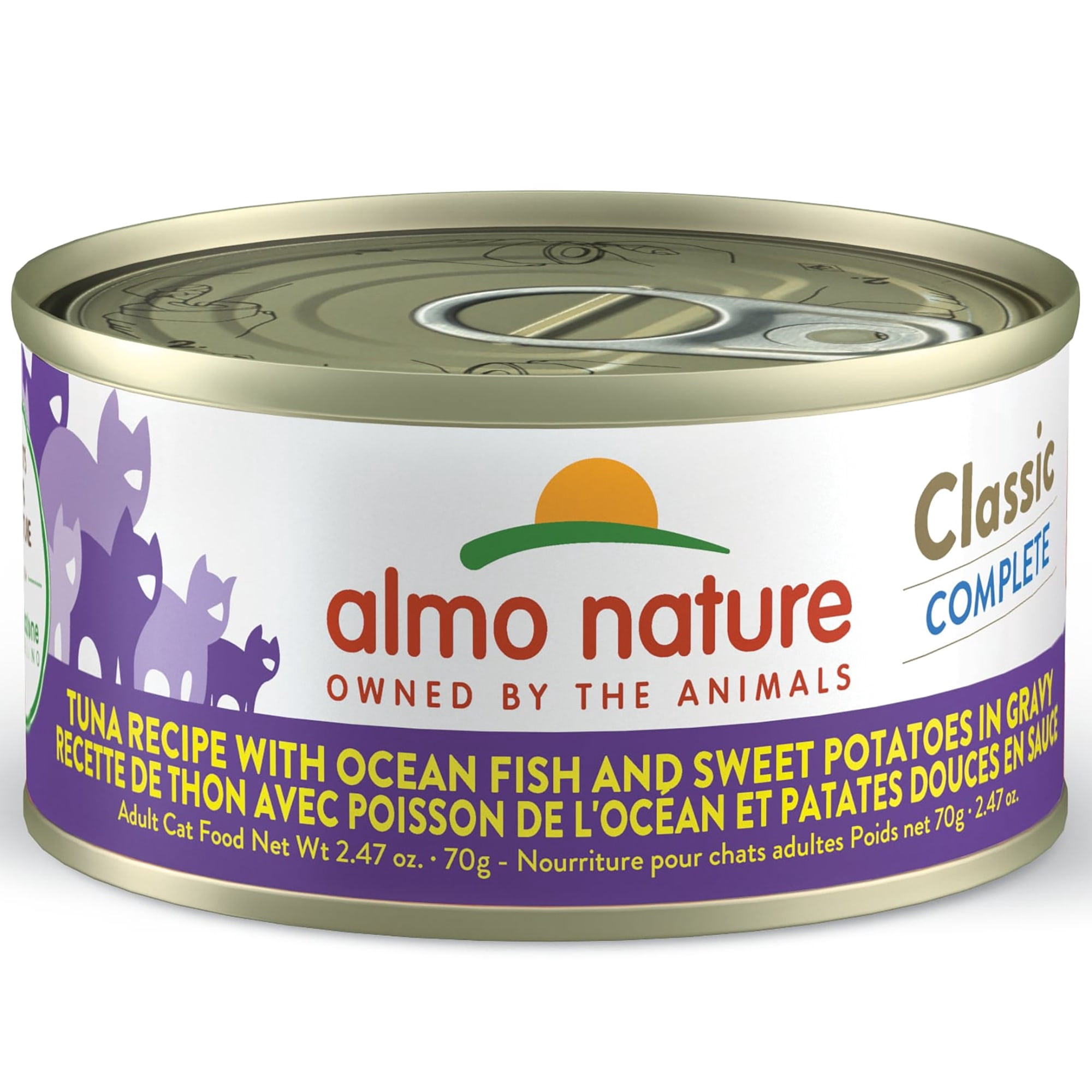 Almo Nature: Classic Complete Cat 12 Pack: Tuna Recipe With Ocean Fish & Sweet Potatoes In Gravy - 2.47oz Cans, Adult Cat Canned Wet Food, Grain Free