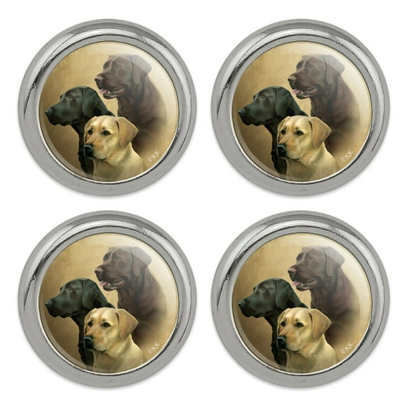 Labrador Retriever Trio Dogs Portrait Metal Craft Sewing Novelty Buttons - Set of 4