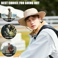 thumbnail image 3 of TAGVO Boonie Hat Fishing Hat, Foldable Cowboy Style Bucket Hat Sun Hat UV Protection Wide Brim Bucket Cap Adjustable Chin Strap Breathable Safari Hat Jungle Hat for Fishing Camping Hiking, Khaki, 3 of 7