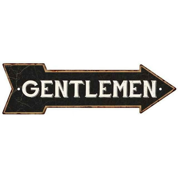 Gentlemen Black Rt Arrow Vintage Looking Metal Sign 5x17 205170003011