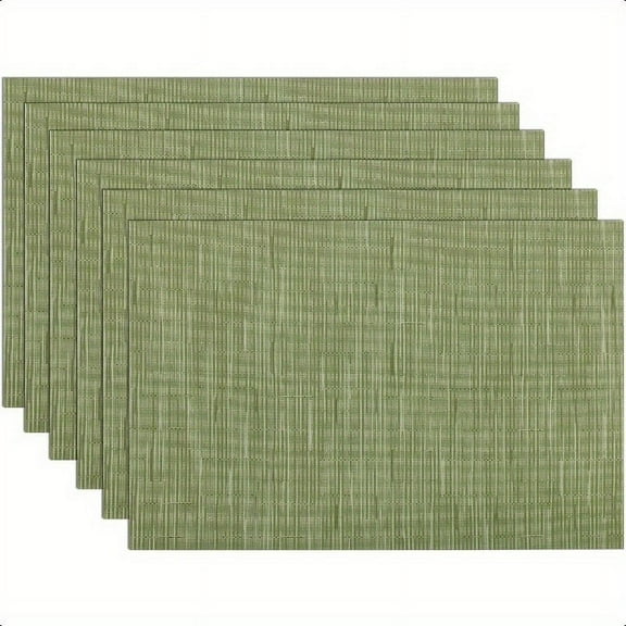 Placemats Set of 6 Woven Vinyl Place Mats for Dining Table Wipe Clean Non Slip Table Mats 6 Olive Green