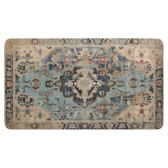 Boho Light Blue Vintage Country Patterned Carpet Door Mat 30 X 17 Inch Welcome Doormat Indoor Outdoor Entrance Floor Mat Non Slip Spring Summer Decor Rubber Mats