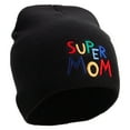 thumbnail image 4 of Colorful Super Mom Embroidered 8 inch Acrylic Short Beanie - Black OSFM, 4 of 5