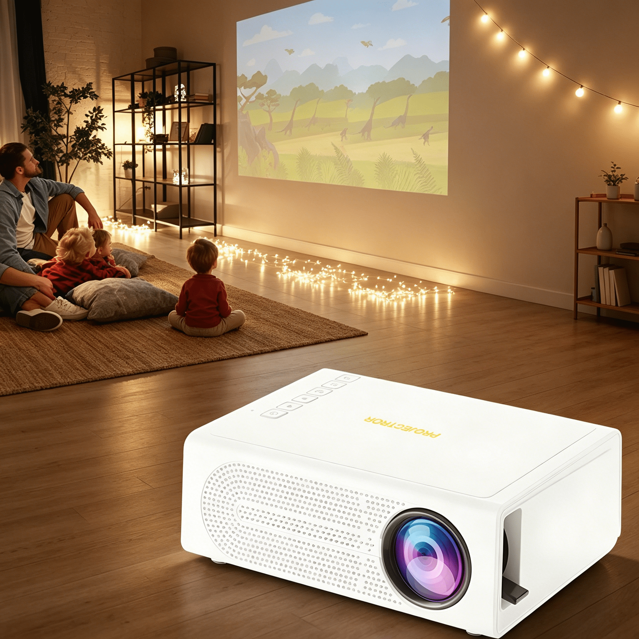 GJX 2026 New Portable Mini Led Projector – 1080P Hd Decoding,24-100 Inch Projection,Hd Display Interface/Usb/Audio Connectivity,Built-In Speaker,30,000