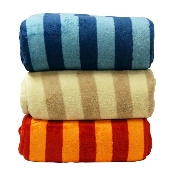LCM Home Fashions, Inc. Luxury Printed Stripe Microplush Blanket