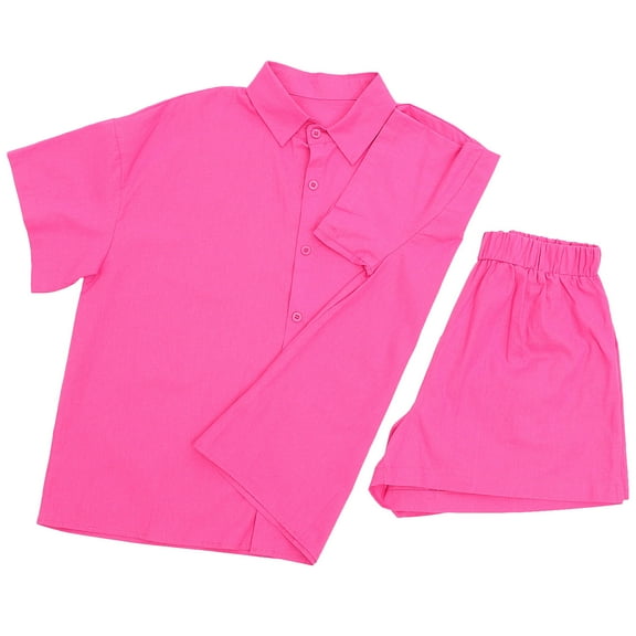 OFFIGAM Women's Beach Outfit Set - Rosy Shirt and Shorts Combo for Holiday and Casual Wear