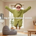 thumbnail image 6 of Funny Big Mouth Monster Onesie, Goofy Plush Cartoon Animal Costume, Ultra-Soft Halloween Cosplay Party Pajamas with Pocket & Pink Big Comb, Ages 2-10 Years, 6 of 11