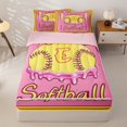 thumbnail image 3 of Homewish Sport Softball Letter Monogrammed E Zipper Twin Comforter Sets with Fitted Sheet and 2 Pillowcases,Baseball Ice Cream Drip Zipper Bedding Set for Boys Girls,4-Piece,Pink Reversible, 3 of 6
