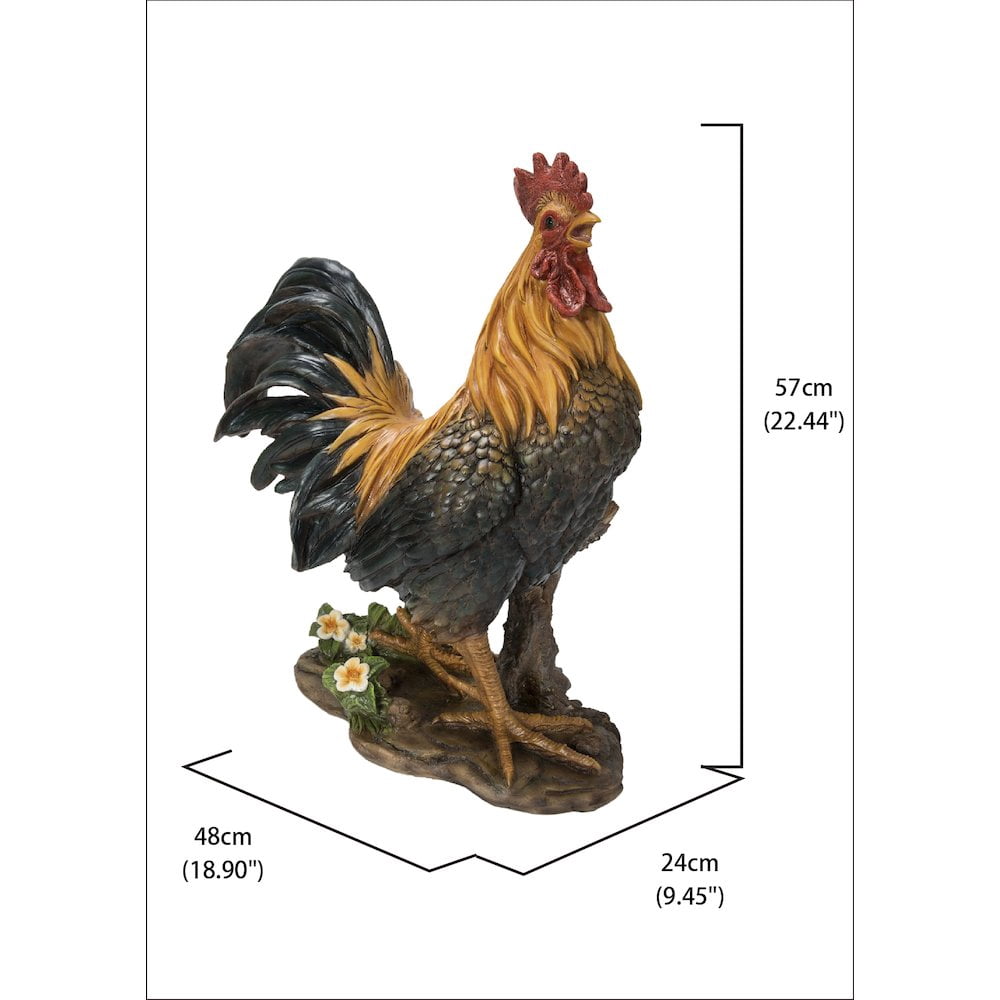 Hi-Line Gift Ltd. Large Cock On A Wood Barrel