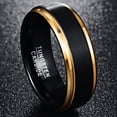 thumbnail image 2 of 1pc Stylish and Durable Tungsten Ring with Golden Edge and Black Matte Finish - Available in Sizes 7-15, 2 of 4