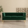 thumbnail image 5 of Holaki 84.2" Elegant 3 Seat Velvet Tuxedo Arm Sofa with Tufted Buckles and Metal legs, Green, 5 of 9