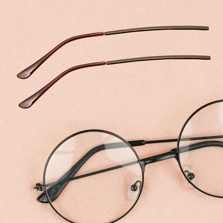 2x Temple Replacement Straight Replacement Temple Comfort Metal Eyeglass End Tips Arm Frame Parts Ear Sock Pieces for Women Men Unisex Brown