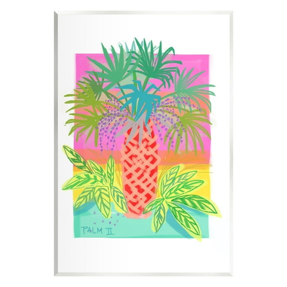 Stupell Industries Neon Palm Tree Botanicals Tropical Coastal Leaves Graphic Art Unframed Art Print Wall Art, Design by unknown