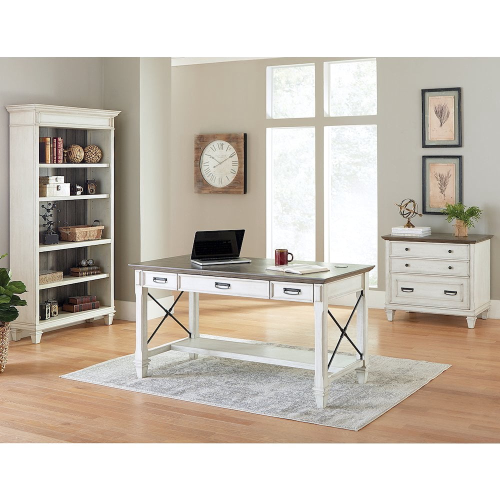 Hartford Open Wood Bookcase Storage Cabinet Office Shelves White