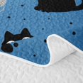thumbnail image 5 of Manfei Cartoon Cat Bed Spread Queen, Kitten Paw Print Queen Coverlet Set, Deep Blue, 3 Pieces, 1 Quilt and 2 Pillowcases, 5 of 7