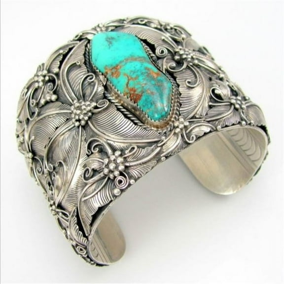 Turquoise Butterfly Opening Wide Cuff Blue Bangle Bracelet