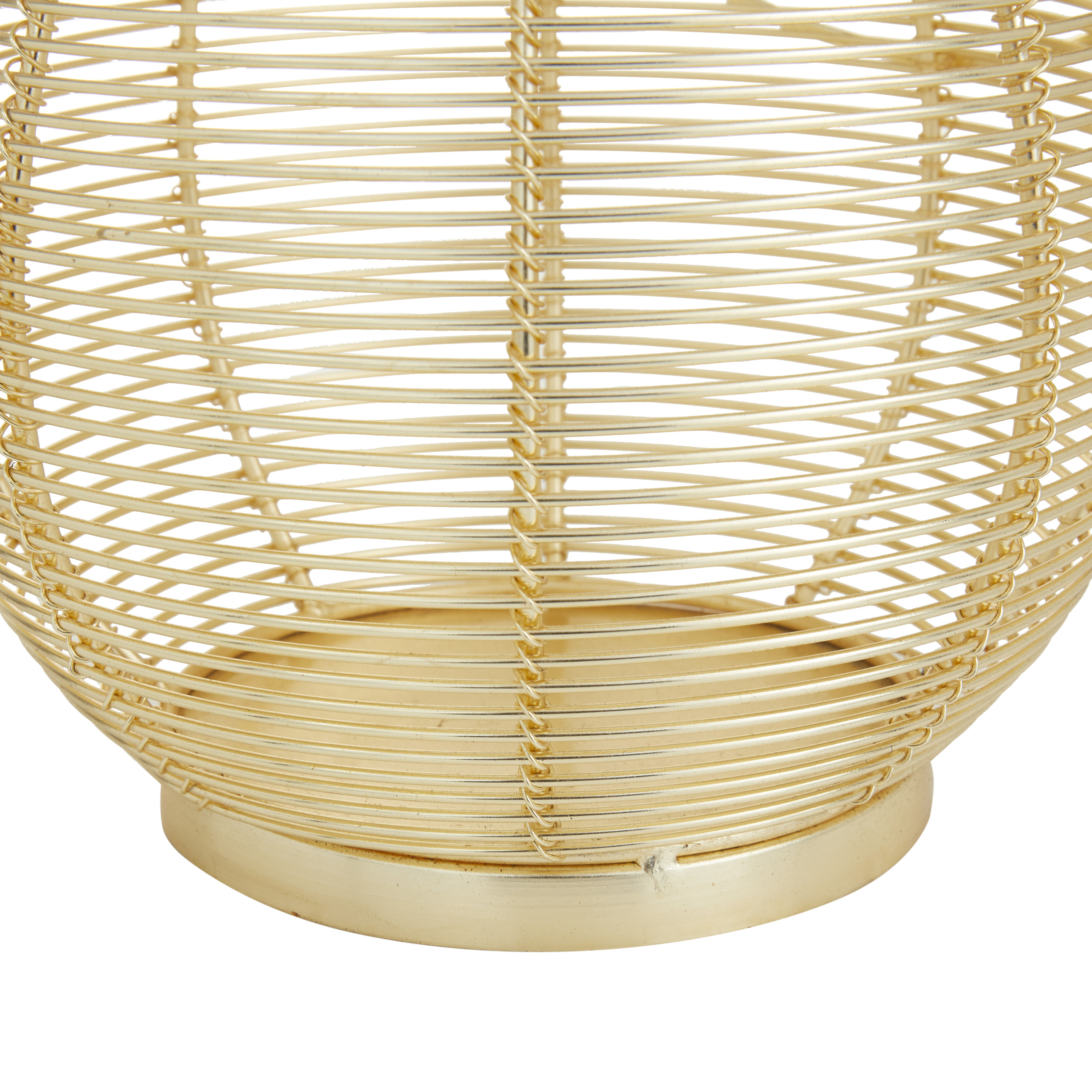 DecMode Gold Metal Decorative Candle Lantern with Thin Metal Handle