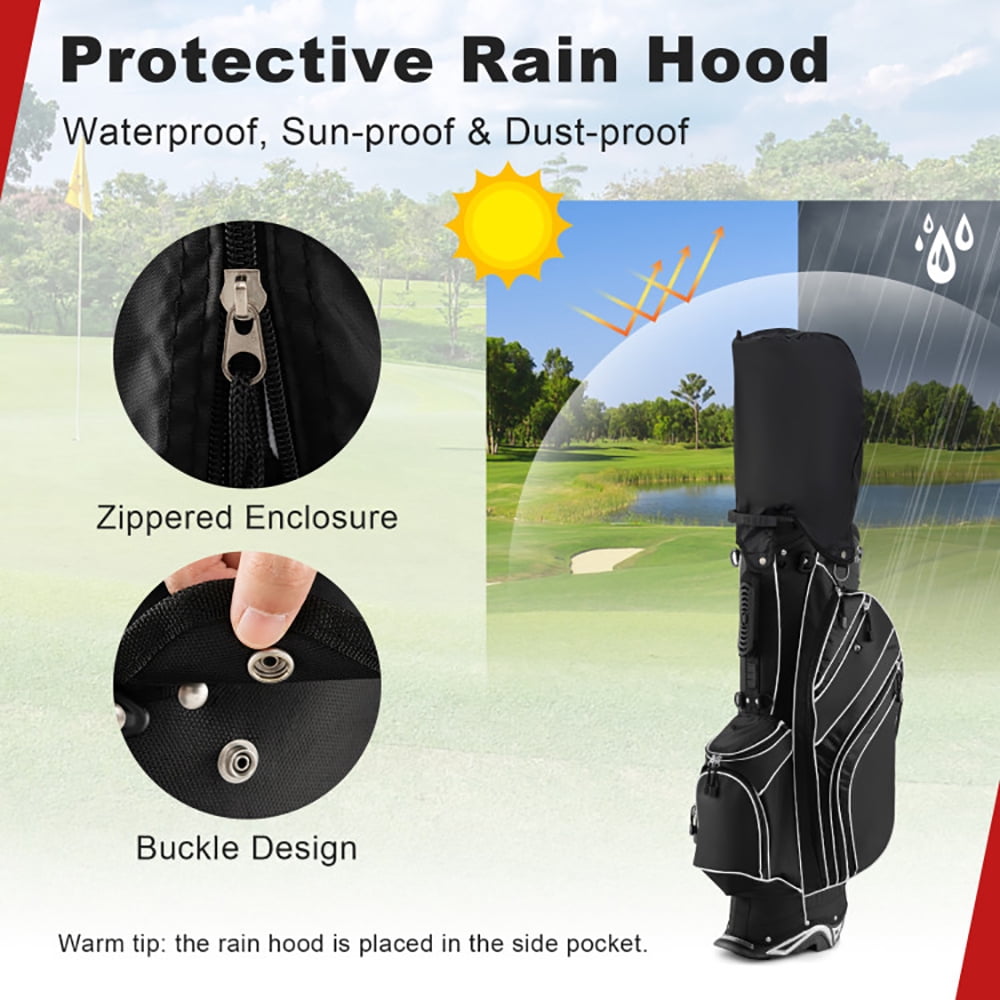 Spaco Golf Stand Cart Bag with 6-Way Divider Carry Pockets-Black, Golf Stand Bag for Men & Women,Multiple Pockets, Lightweight & Durable
