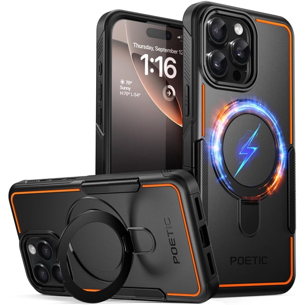 Funda de teléfono Poetic Neon con forma de anillo magnético con soporte para iPhone 16 Pro Max