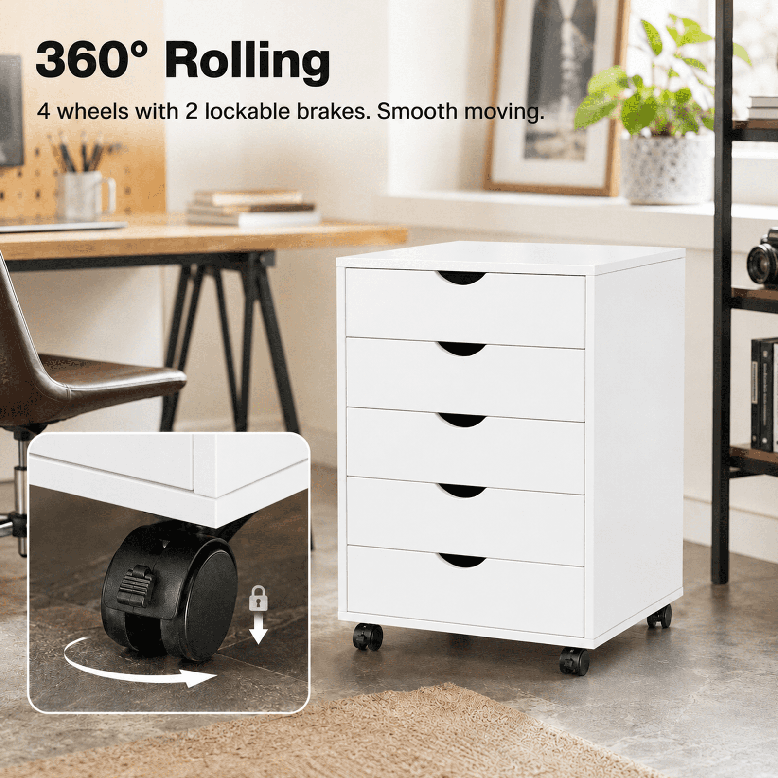 Alvantor 5/7-Drawer Storage Cabinet with Rolling Wheels, Lockable Casters, Spacious Drawers & Top Shelf for Office & Home