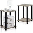 thumbnail image 5 of Furinno Turn-N-Tube Toolless Assembly Side Table Set of 2, Stackable 2-Tier Grey End Table with Open Shelf, Night Stand, Bedside Table, for Living Room, Bedroom, Grey Oak, 5 of 5