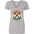 thumbnail image 3 of Inktastic Anchor Nautical Sailing Sunset Women's V-Neck T-Shirt, 3 of 5