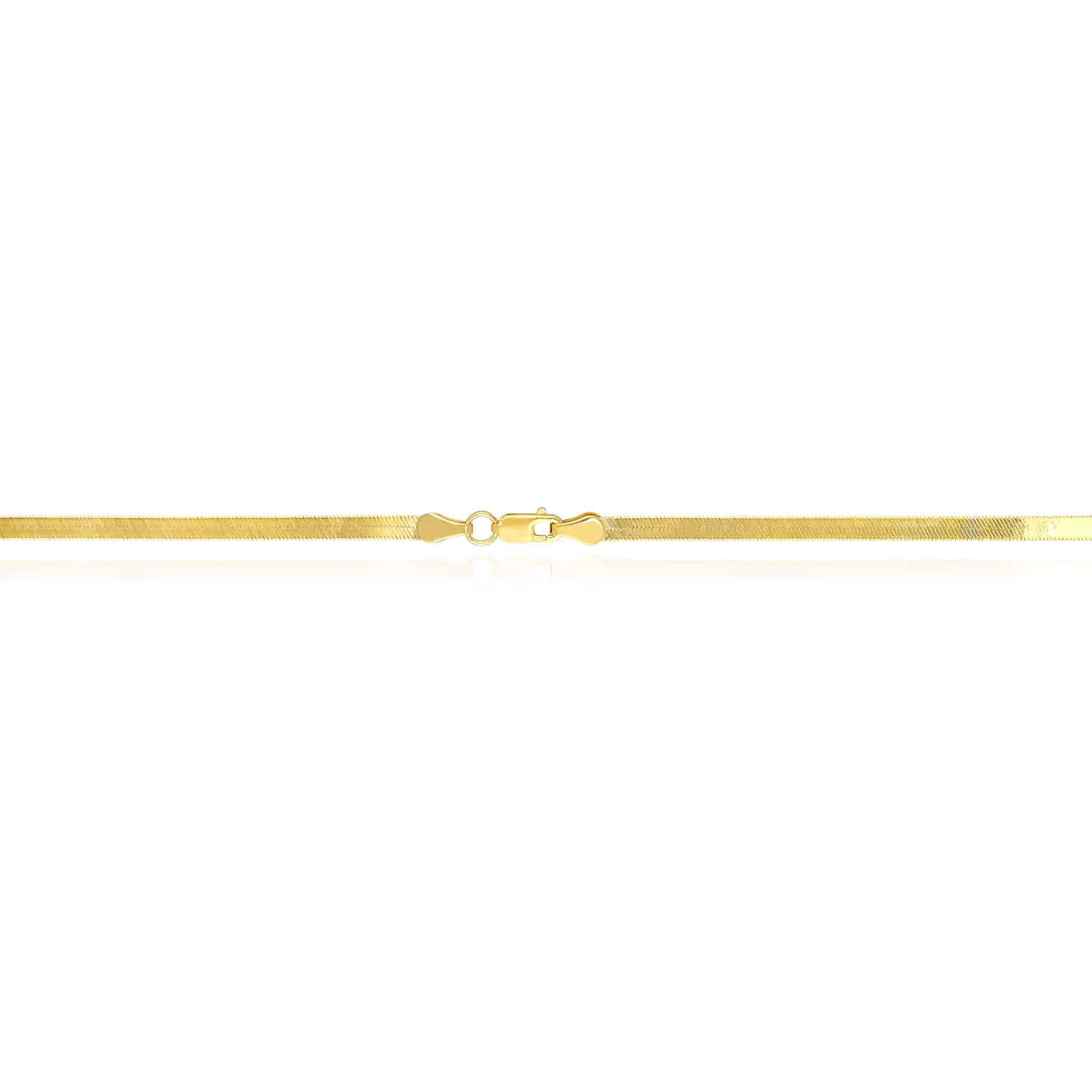 Solid 14K Gold 3mm Imperial Herringbone Chain Necklace 16"-24"
