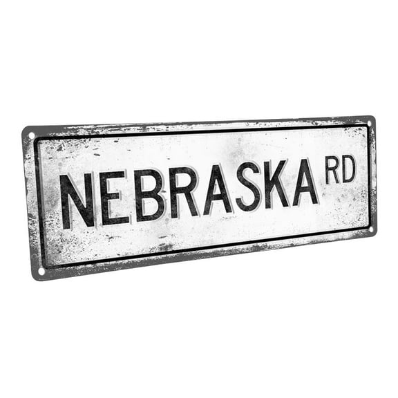 Nebraska Rd. 4"x12" Metal Sign, Wall Décor for Home and Office