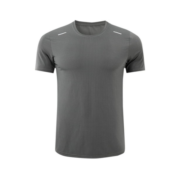 pstuiky camisetas de hombre, Blusa informal de cuello redondo para hombre, elástica, de color liso, para ejercicio y fitness camisas casuales para hombre xl