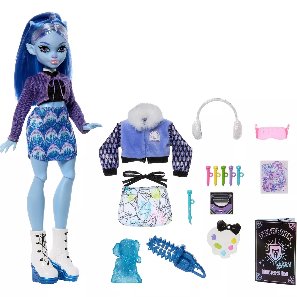 Monster High Fearbook Abbey Bominable Fashion Doll with Jacket, Yearbook, and Art Club Accessories