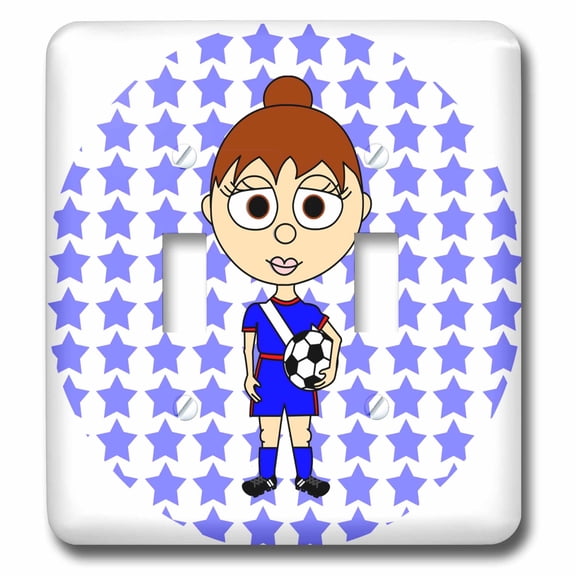 3dRose, Cute Soccer Girl with Brown Hair, double toggle switch