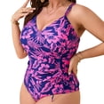 thumbnail image 2 of Pincandy Womens Plus Size Printed Backless One Piece Sporty Swimsuit Padded Wireless Slim Fit 4 Way Stretch Breathable for Beach Pool Summer Active Leisure Wear, 2 of 7