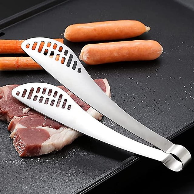 Bbq Baking Buffet Clip Antiadherente Acero inoxidable Pinzas de cocina para servir alimentos, Pinzas para buffet, Pinzas para servir alimentos de acero inoxidable (1 pieza, Plata) LingWen 8390606650955