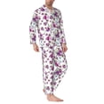 thumbnail image 2 of Naloa Violets Flowers Men’s Pajamas Set - Long Sleeve Button Down Sleep Shirt and Pajama Bottoms Sleepwear Set-XX-Large, 2 of 7