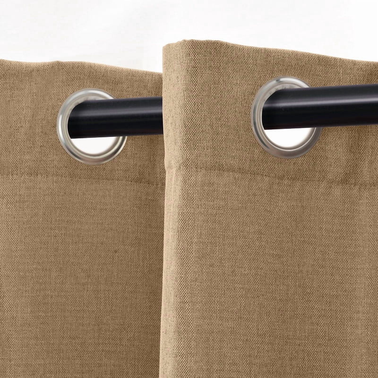 Superior Linen Blackout Curtains Set of 2, Grommet Header Curtain Panel Pair, Acorn, 42"W x 96"L