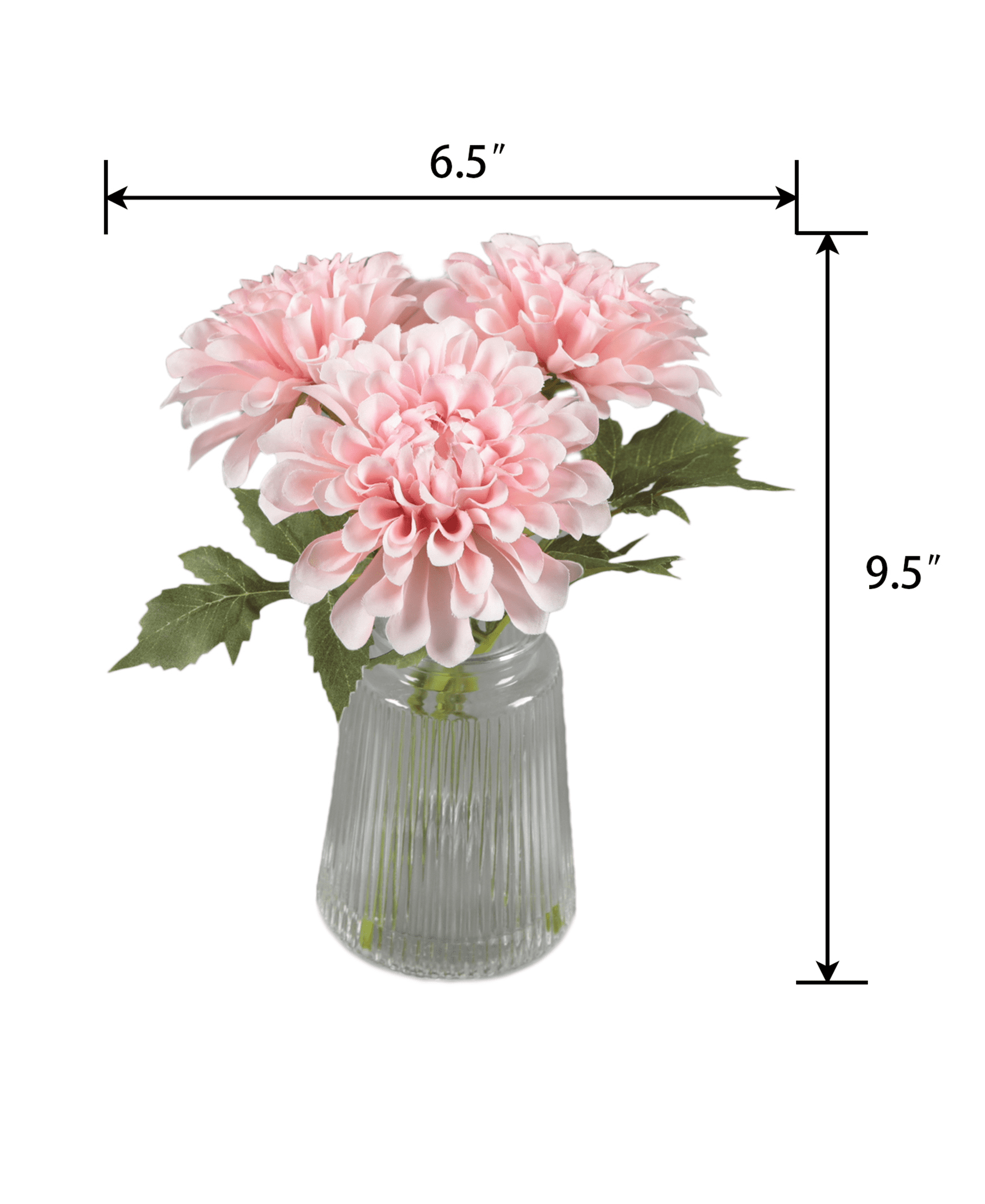 9.5" H Mainstays Faux Pink Dahlia Tabeltop Floral Arrangement in Glass Vase - 1 lb